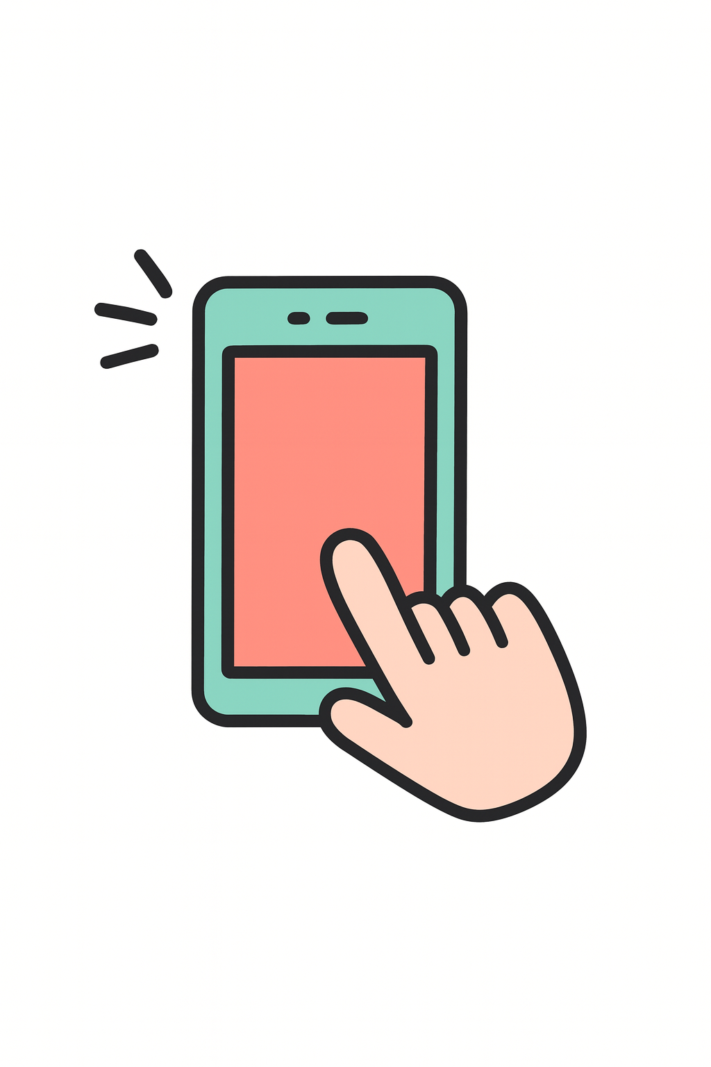 スマートフォンをタップするイラスト